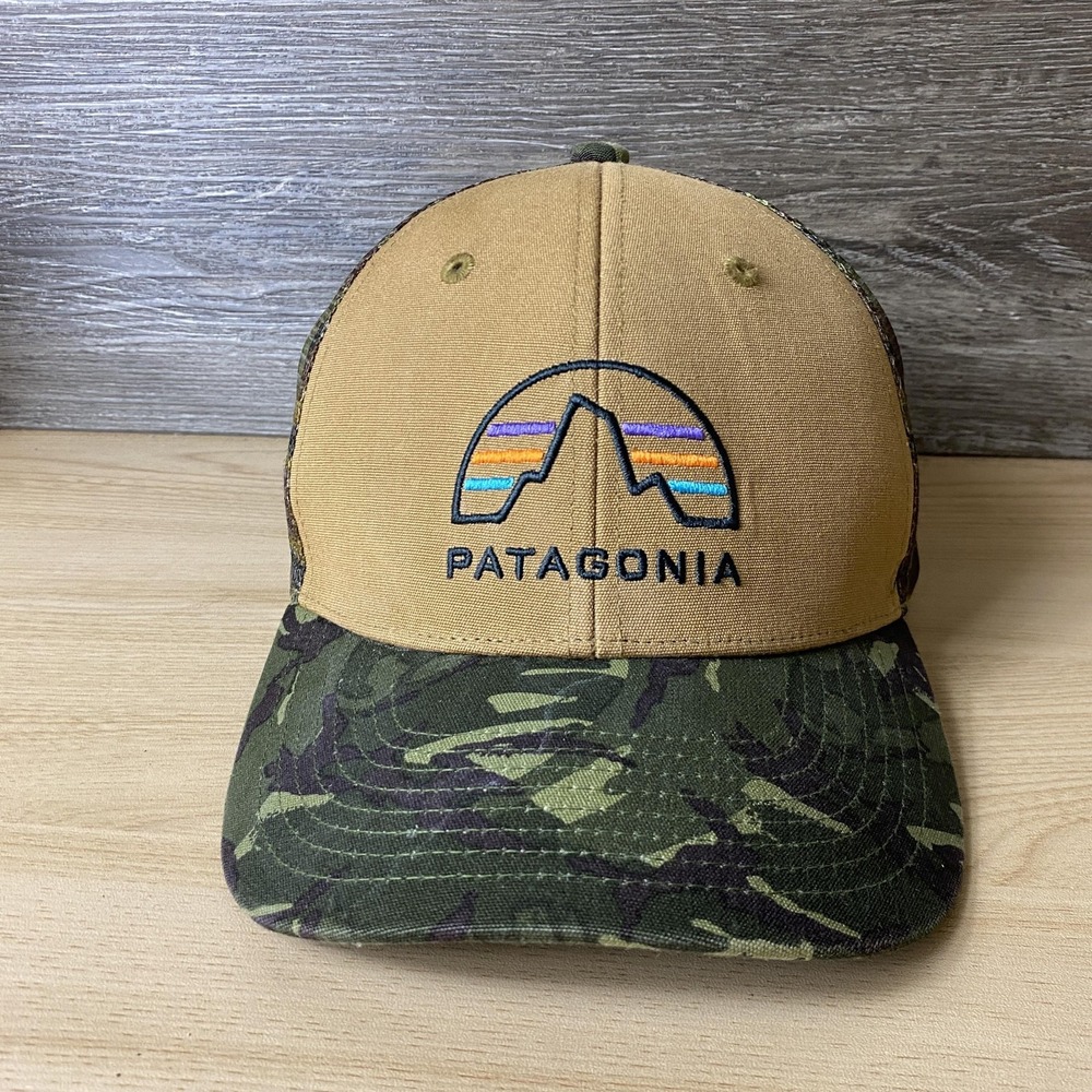 Patagonia Hat Cap Snap Back Camo Mesh Trucker Mountain Mens Outdoor